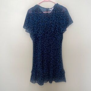 Parker Blue Floral Chiffon Dress Size 10